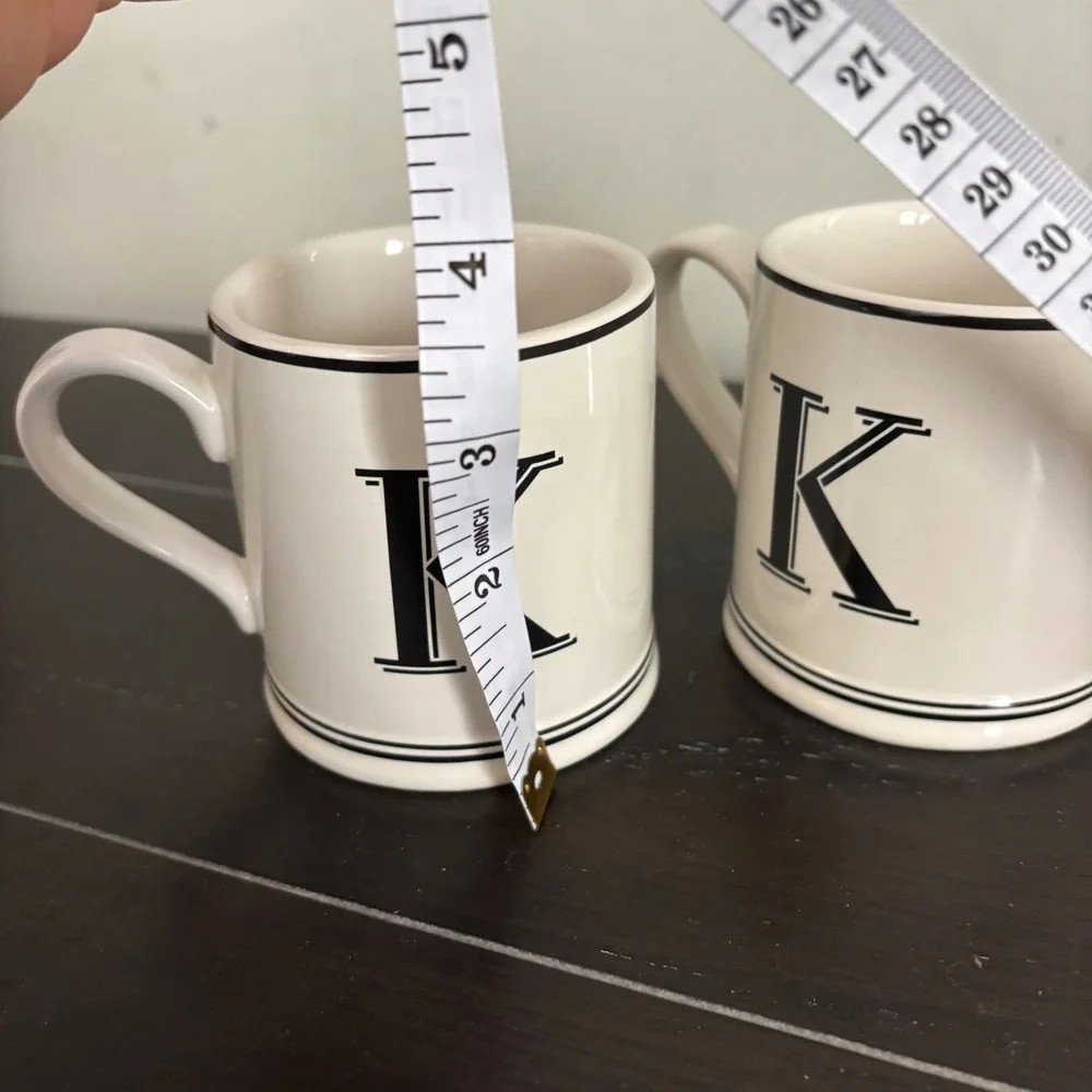 Sur la Table Handcrafted Stoneware Initial K Monogram Bistro Mugs | Set of 2